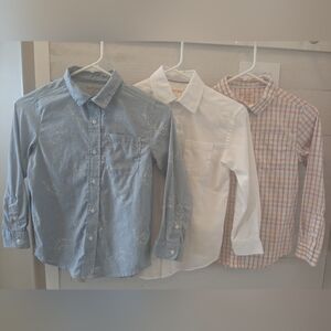 3️⃣ THREE Cat & Jack Boy's Button Down Shirts (Lot / Bundle); Size: S 6 / 7
